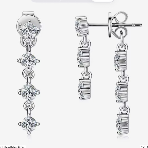 New Gra Certified Moissanite Diamond Earrings, .925 Sterling